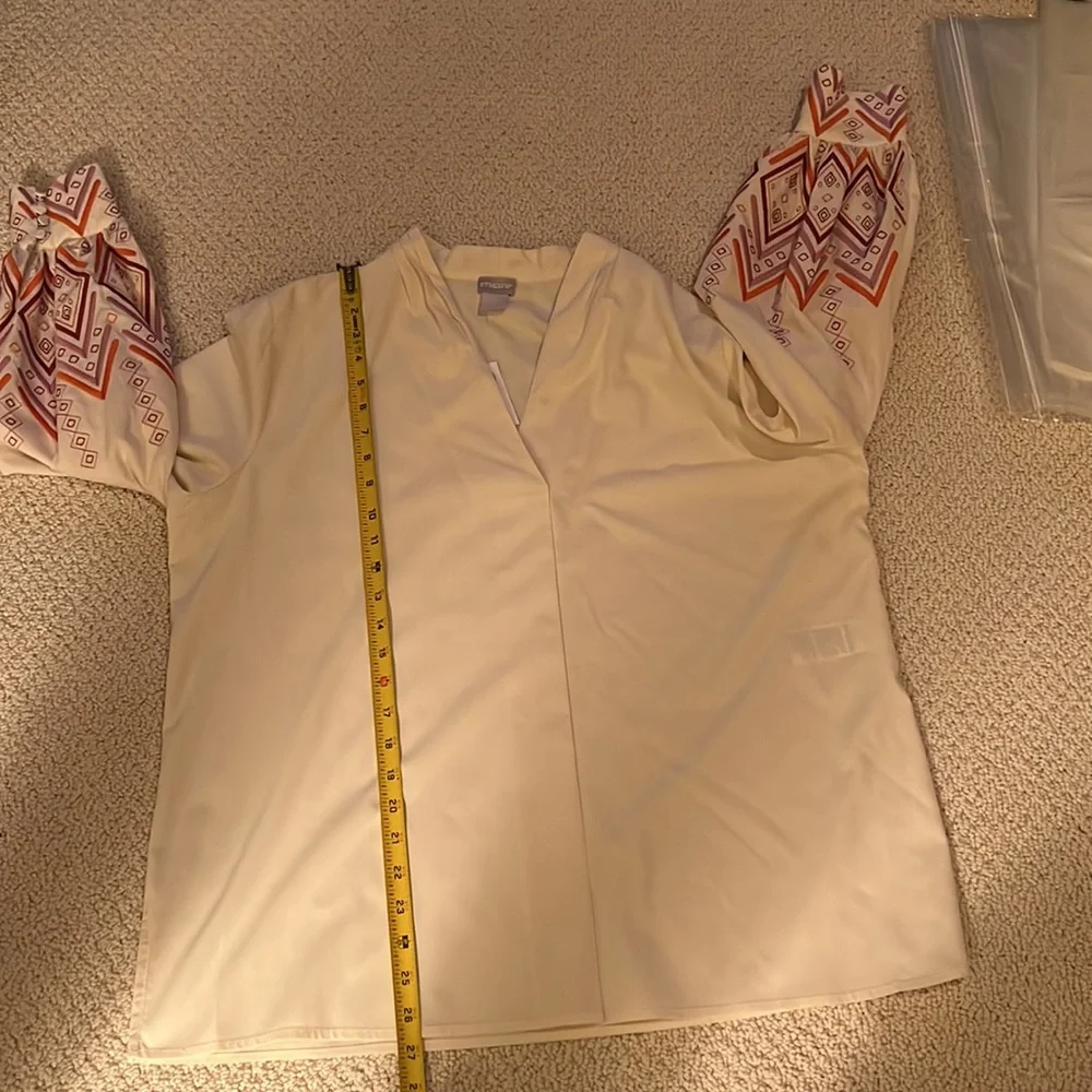 Chico’s Embroidered Sleeve V-Neck Blouse